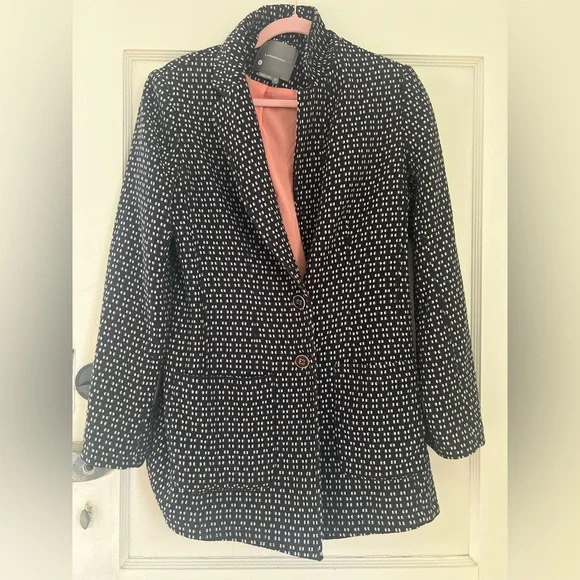 Anthropologie Filipa Textured Black & White Blazer Medium - Picture 2 of 12